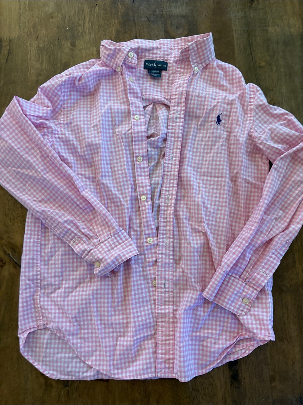 Ralph Lauren Pink and White Gingham Button-Down Shirt